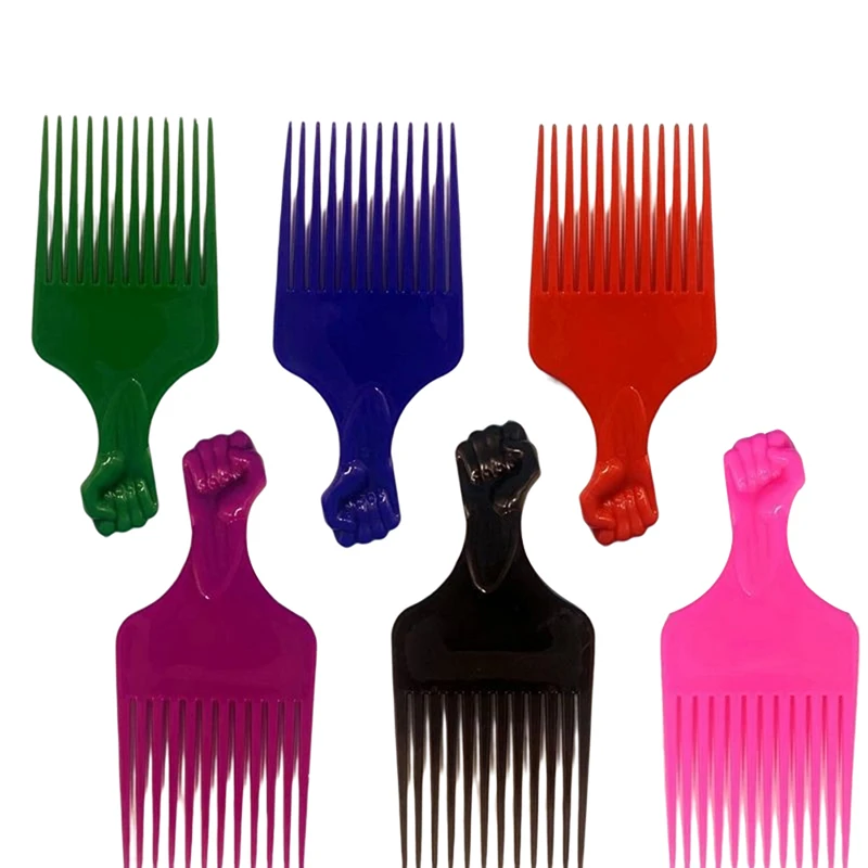

1PC Wide Teeth Brush Pick Comb Fork Hairbrush Insert Hair Pick Comb Plastic Gear Comb For Curly Afro Hair Styling Tools
