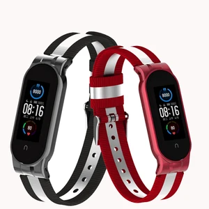 Fashion Nylon Wristband For Mi Band 6 5 4 3 Waterproof Breathable Nylon Weave Strap For Xiaomi  Smartband