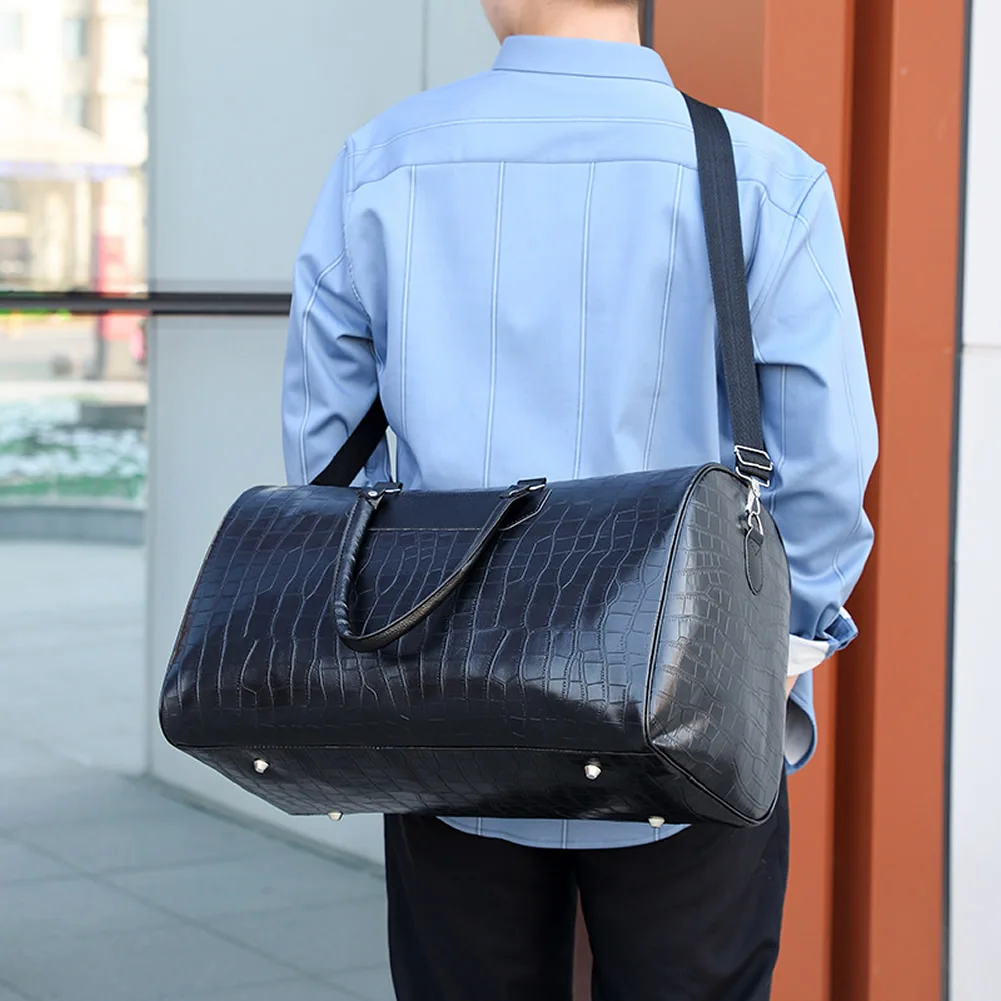 Leather Travel Bag High Capacity Cylinder Sports Fitness Bag Business Casual Business Casual Short Business Trip Large Luggage