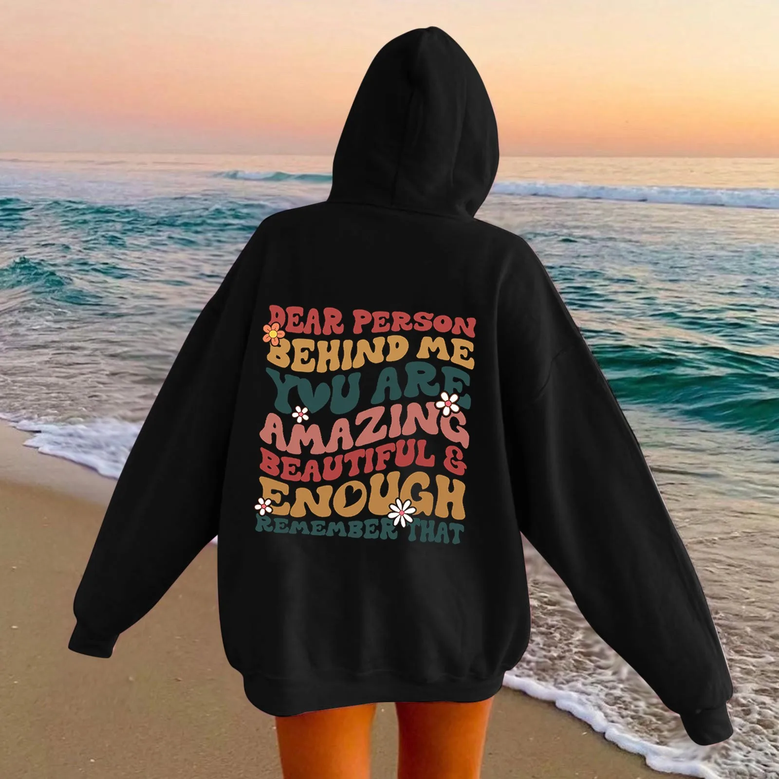 

Vintage Aesthetic Hoodie with Words on Back Unisex Trendy Hoodies Dear Person Behind Me Hoodie Mental Health Awareness Pullover