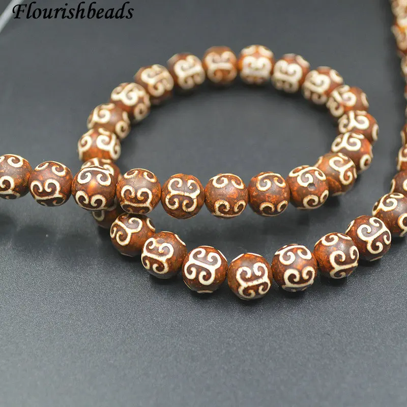 

8mm Round Beads Accessories DIY Handmade Retro Natural Agate DZI Beads DIY Tibet Necklace Bracelet Jewelry Making