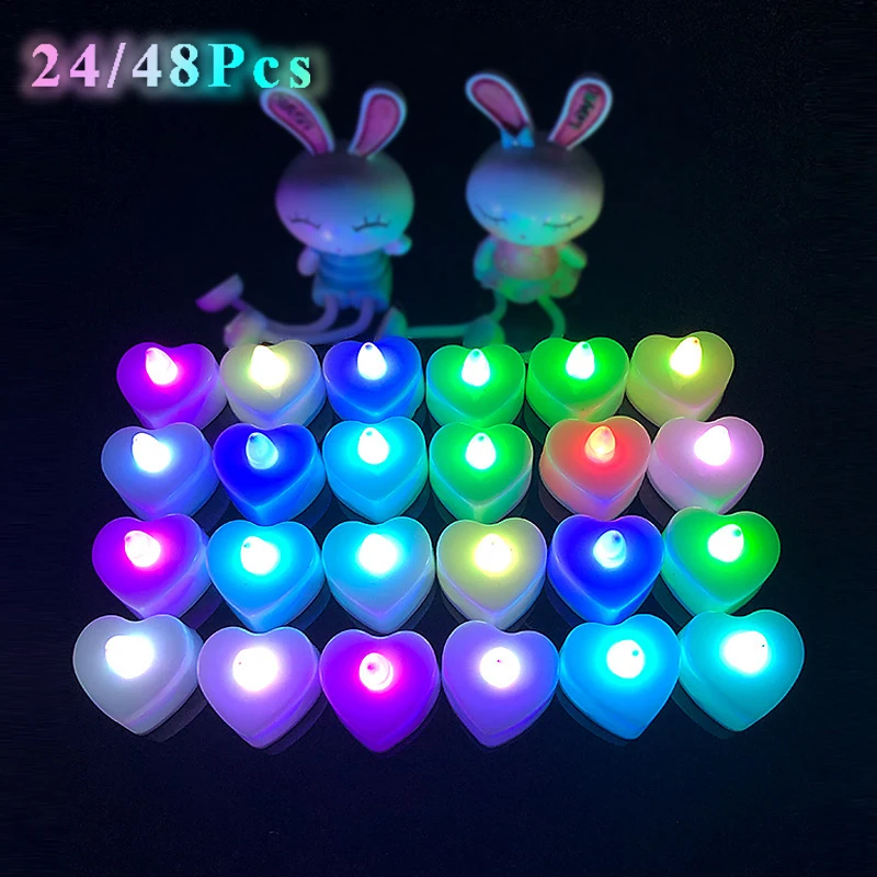 

24/48Pcs LED Candle with Batteries Romantic Wedding Decoration Lot Electronic Tea Light Candles for New Year Valentine's Day