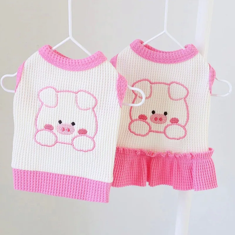 

Одежда для собак, мультяшное платье для собак, одежда для кошек, Маленькая свинья, милый тонкий весенне-летний розовый модный аксессуар для ...