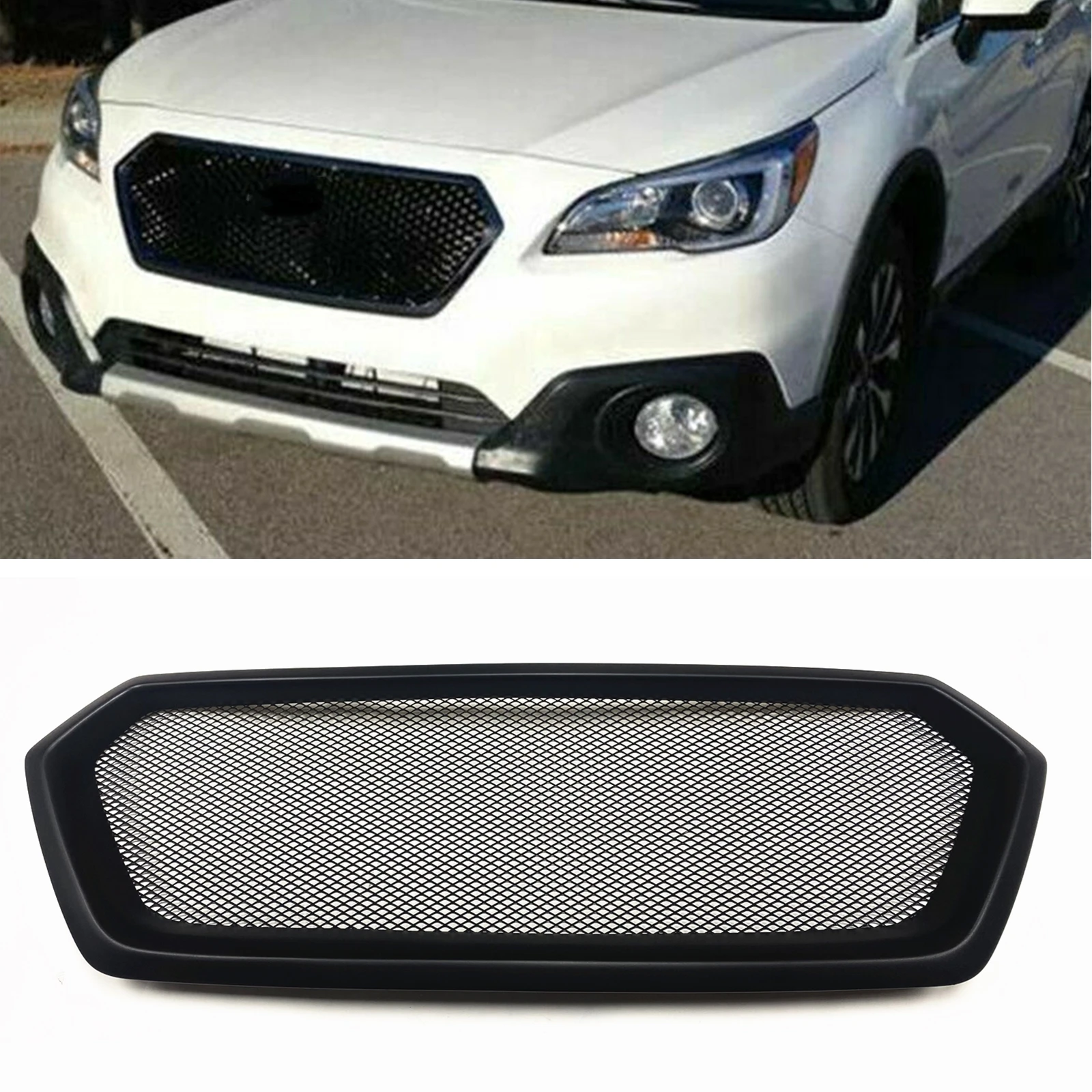 

Fiberglass Front Grille Grill For Subaru Legacy Outback 2015-2017 Car Upper Bumper Hood Mesh Matte Black Body Kit Grid Grating