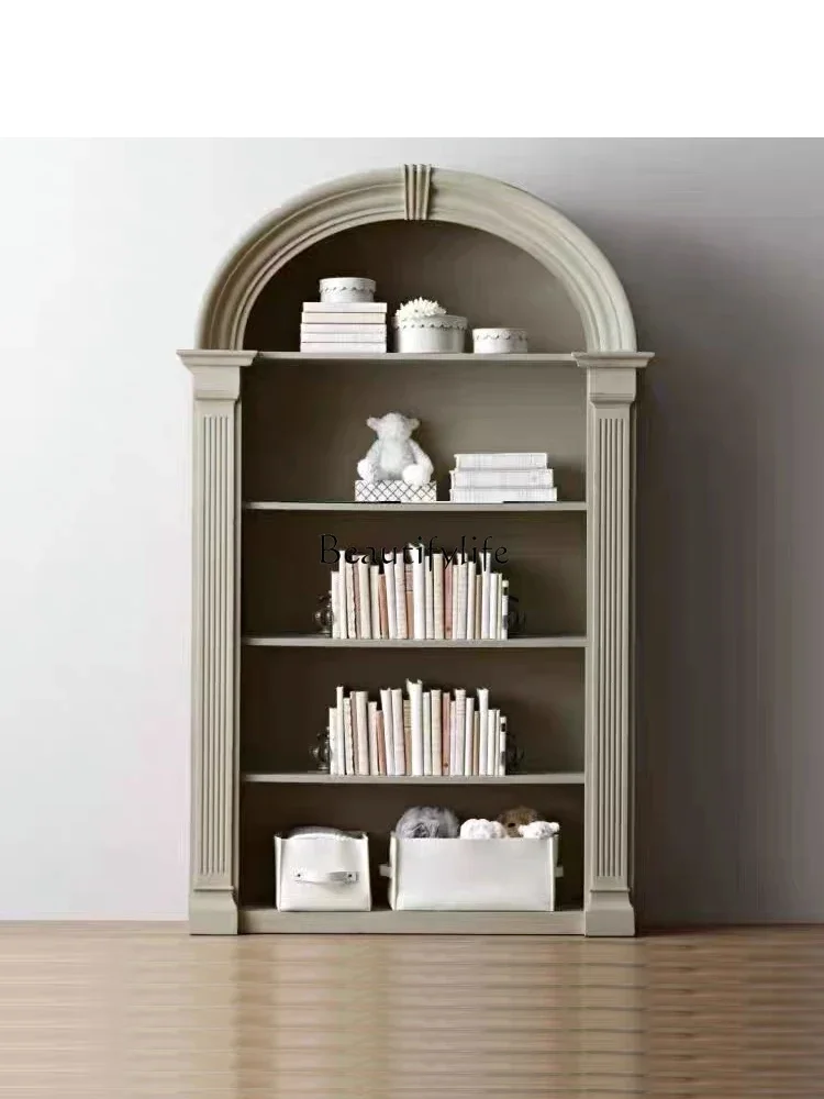 Книжный шкаф из цельного дерева в американском стиле французский ретро потертый