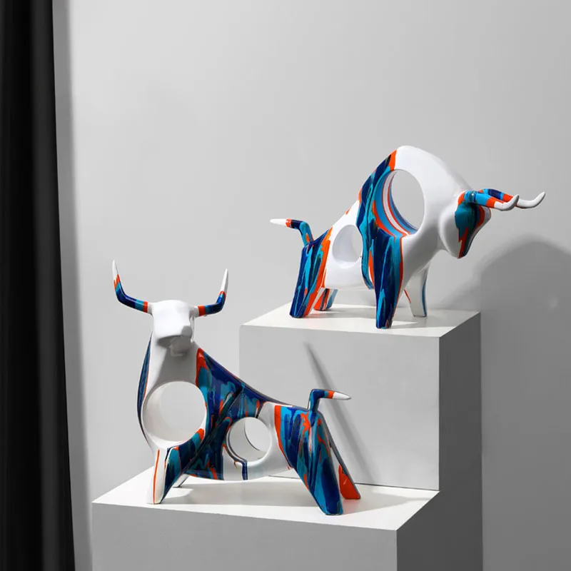 

Art Splashing Color Cow Decoration Light Luxury Creative Room TV Cabinet Entrance Model Room Desktop Decoration Gift