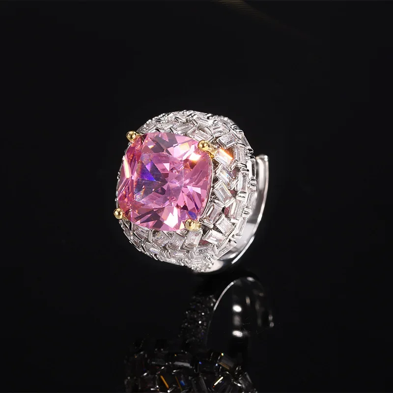 Элегантное регулируемое кольцо со сверкающим желтым камнем в форме подушки для