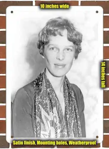 Металлический знак-1928 портрет Амелии уархарта-10x14 дюймов