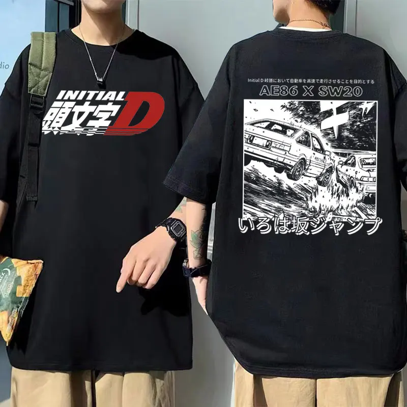 

Japanese Anime Drift Initial D AE86 Fujiwara Tofu Shop Print T Shirt Car JDM Racing Skyline GTR R34 Tshirt Regular Men Tops Tees