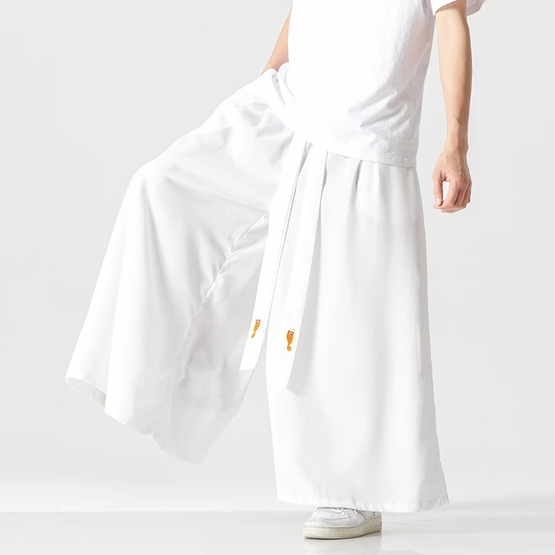 

Mens 2023 Clothing Vintage Pants Summer Wide Men Leg Oversized Loose Ice Silk Casual White Male Japanese Harajuku
