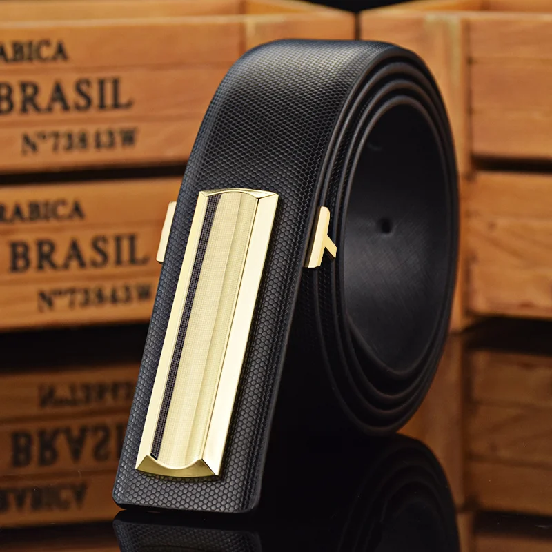 

High quality belt genuine leather 3.3cm wide casual jeans fashion men slide buckle designer luxury brand ceinture homme
