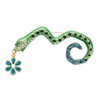 wulibaby enamel snake brooches for women men 2 color flower animal party casual brooch pins gifts