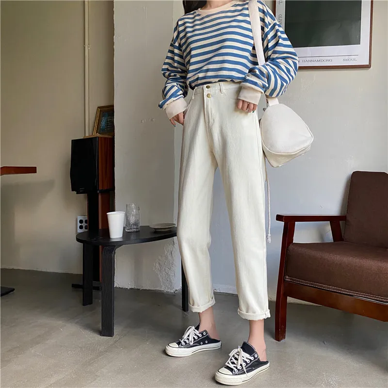 

N1663 New fashion all-match straight-leg pants wide-leg pants jeans