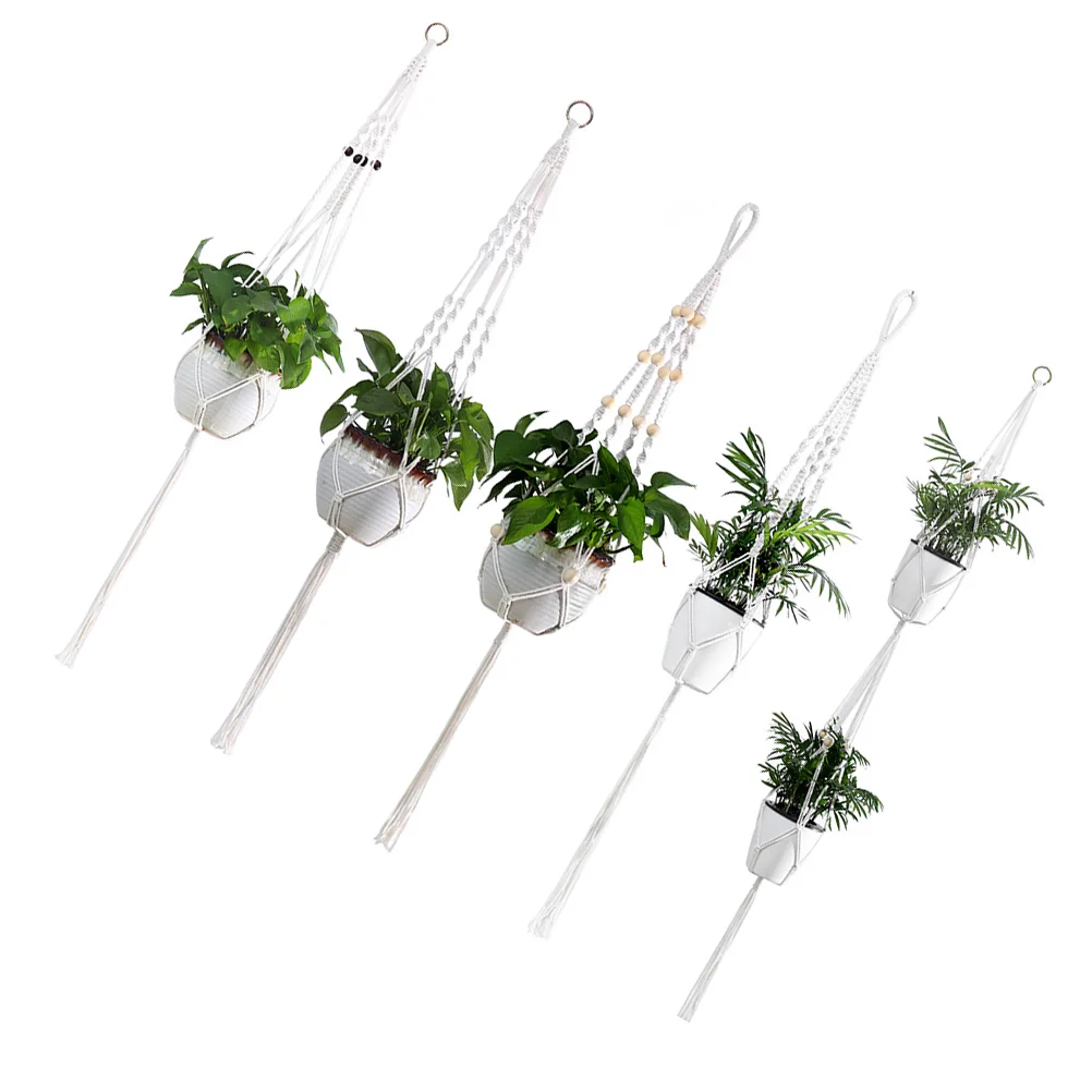 

5pcs Cotton Rope Flowerpot Holder Gardening Green Plant Flowerpot Hanging Basket
