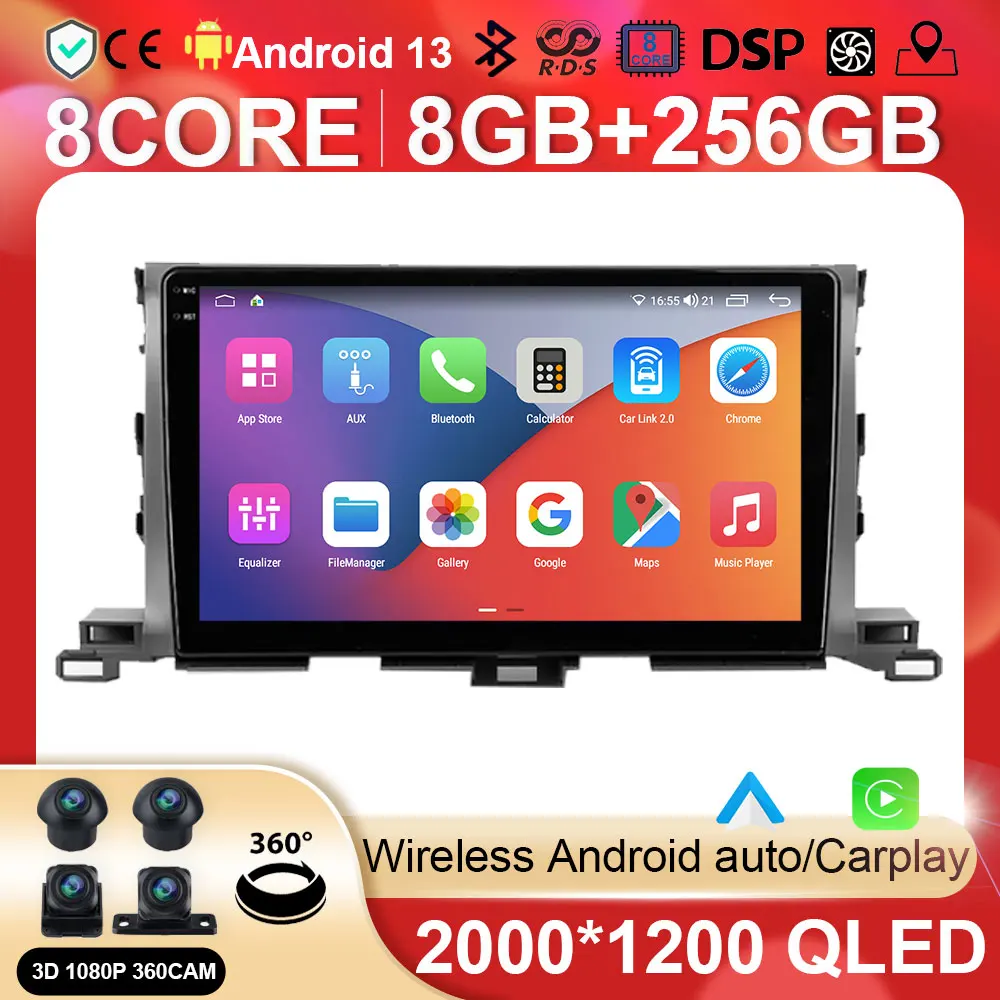 

Android Car Radio Multimedia Video Player Navigation For Toyota Highlander 3 XU50 2013 - 2018 GPS BT 5.0 No 2din 2 din dvd