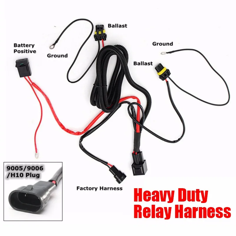 

Car Xenon HID Conversion Wiring Harness Relay Kit Headlight Connector Booster Cable For 9005 9006 H3 HB4 H10 9140 9145