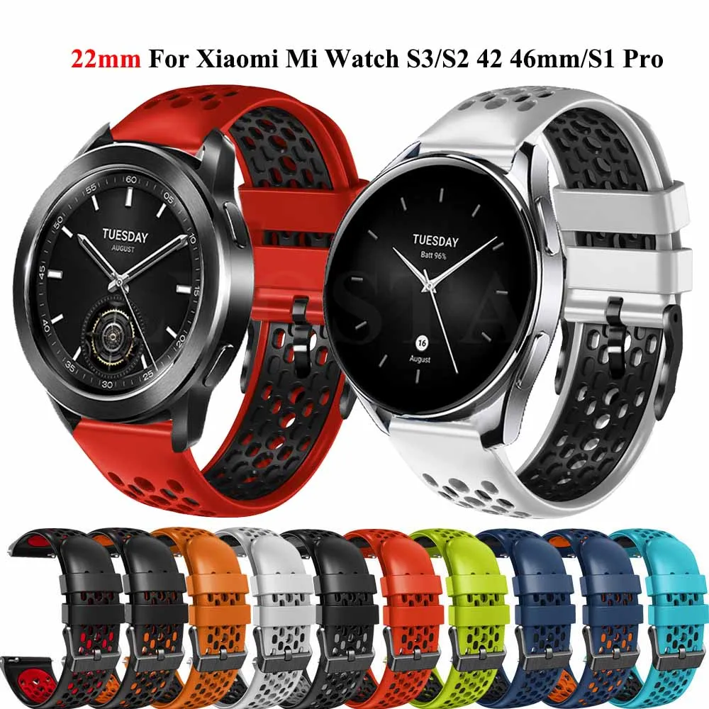 

Ремешок силиконовый для Xiaomi Watch 2 Pro, браслет для смарт-часов Mi Watch S3/Color 2/S1 Active/S2 42 46 мм, 22 мм
