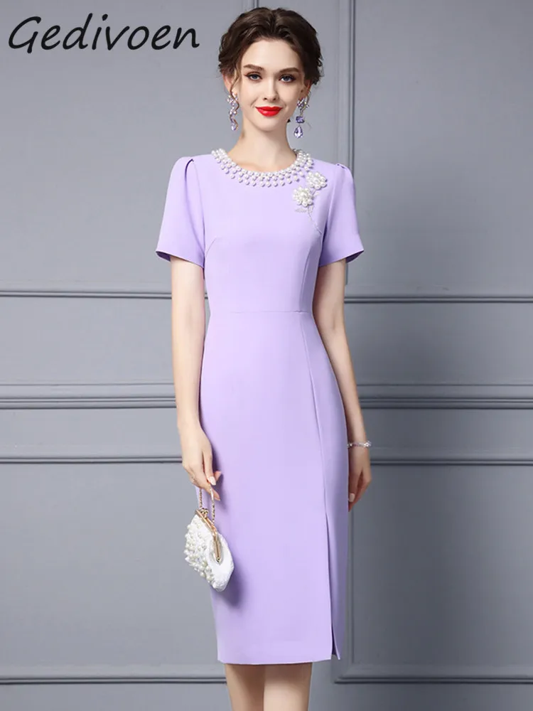 Платье Gedivoen женское средней длины модное дизайнерское элегантное приталенное с