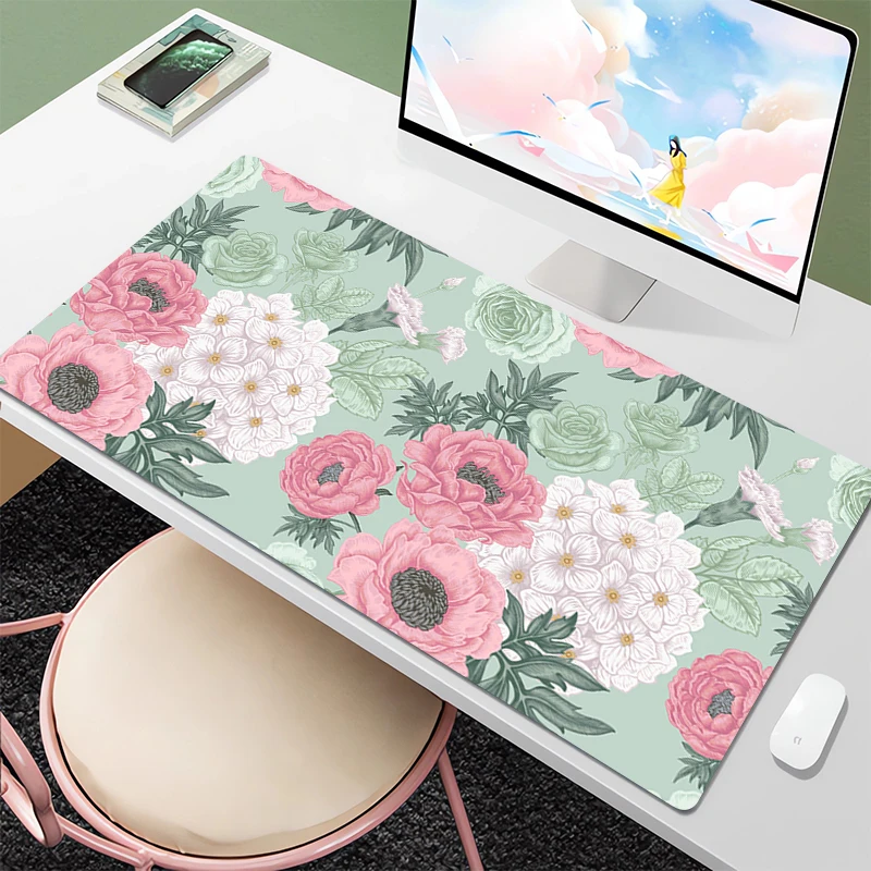 

Plant Flowers Pc Gamer Gaming Mouse Pad 900 × 400 Mausepad Cute Desk Mat Table Pads Computer Accessories Mousepad Xxl Deskmat
