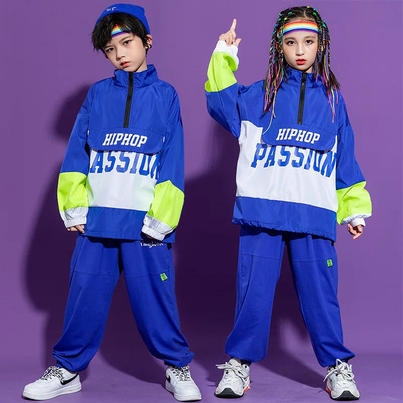 

Children Hip Hop Clothing Long Sleeve Top Casual Pants for Boys Girls Dance Costume Teenage Streetwear Clothes Kids Tracksuit