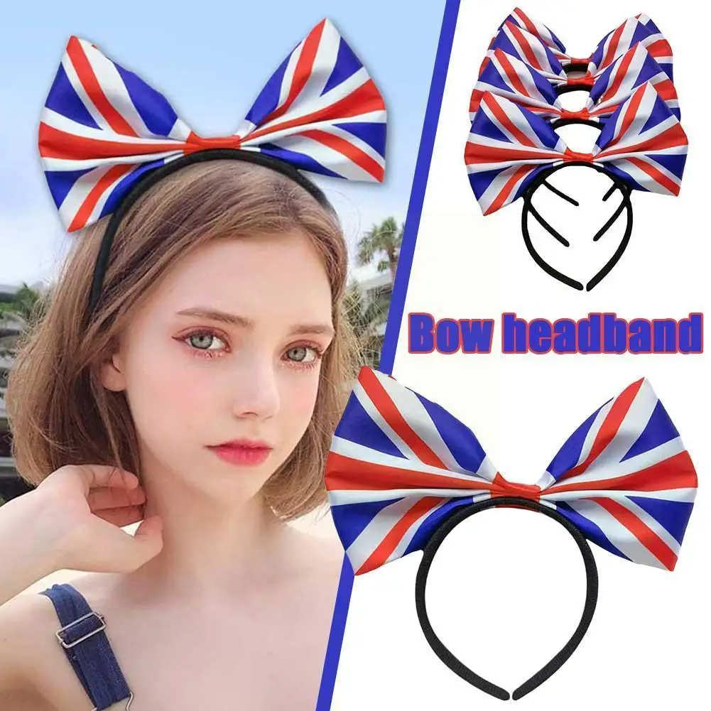 

1pc Union Jack Bow Headband Queen Platinum Jubilee Decoration Woman Party Anniversary Celebration Photo Headwear Props Girl S9y9