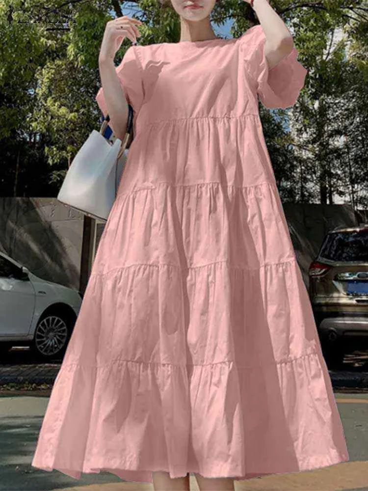 Платье ZANZEA женское однотонное длинное Элегантное повседневное Макси-платье с