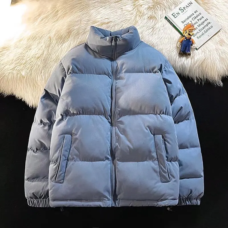 Parkas Men's Jacket Coats Winter Warm Tall Neck Simple Solid Color Korean Version Harajuku Woman Heavy Jackets