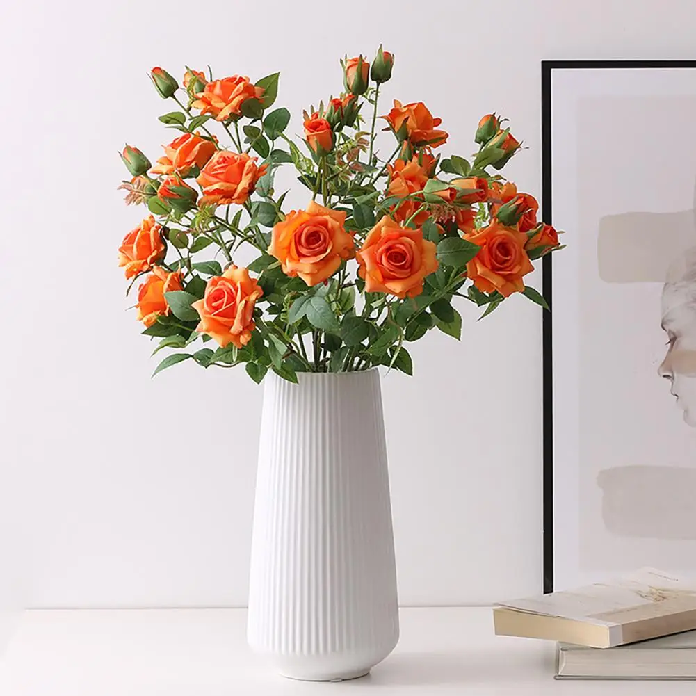 

Great Fake Flower Eco-friendly Portable False Flower 3 Heads Romantic Artificial Flower Decoration