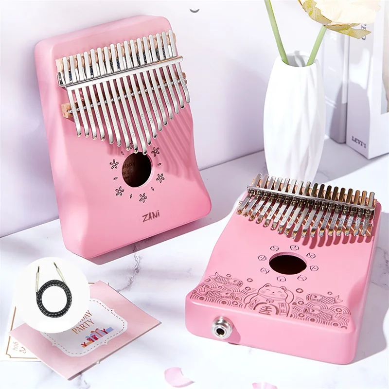 

Creative Kalimba 17 Keys Thumb Piano For Kids Adults Lucky Cat Pattern Wooden Keyboard Musical Instrument With Accessories Kits