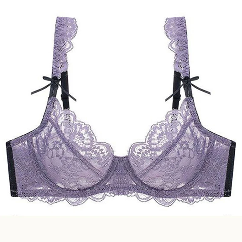 

Three Quarter Cup Lace Bra Large Size Underwear Women Bras Seamless Top Sexy Ultra Thin Thick Push Up Female Lingerie Bralette