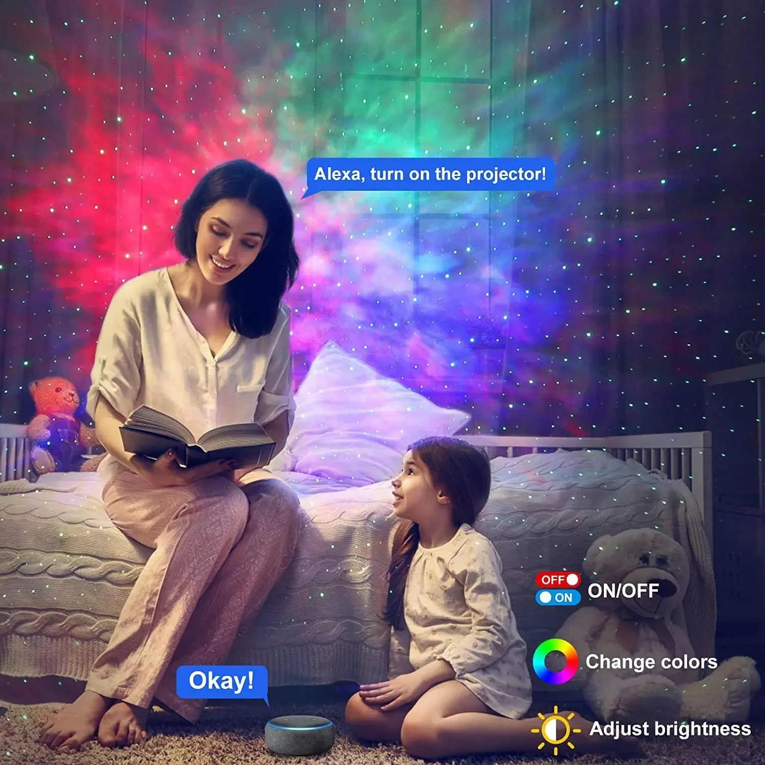 Фото Tuya WiFi Smart Aurora Galaxy Star проектор ночник Alexa голосовое управление управление через приложение управление звездный проектор светодиодный светильник детский подарок №4