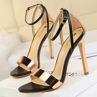 shoes pu leather high heels 2022 new women heels sexy stiletto heels 11 cm party shoes color matching women sandals