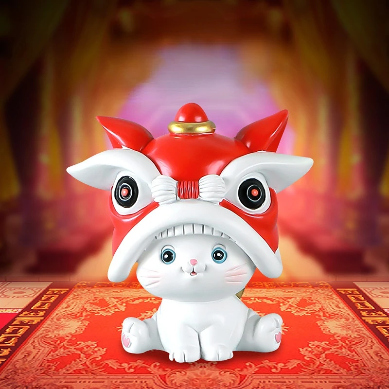 

1PC Palace Museum Golden Lion Ornament Cartoon Cat Decorations Handmade Crafts for Living Room, Table Top and Room Decorations