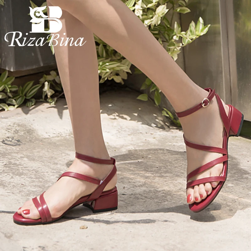 

RIZABINA Size 30-43 Women'S Sandals Thick Heel Buckle Strap Shoes Woman Ins Fashion Outdoor Summer Classic Female Footwear
