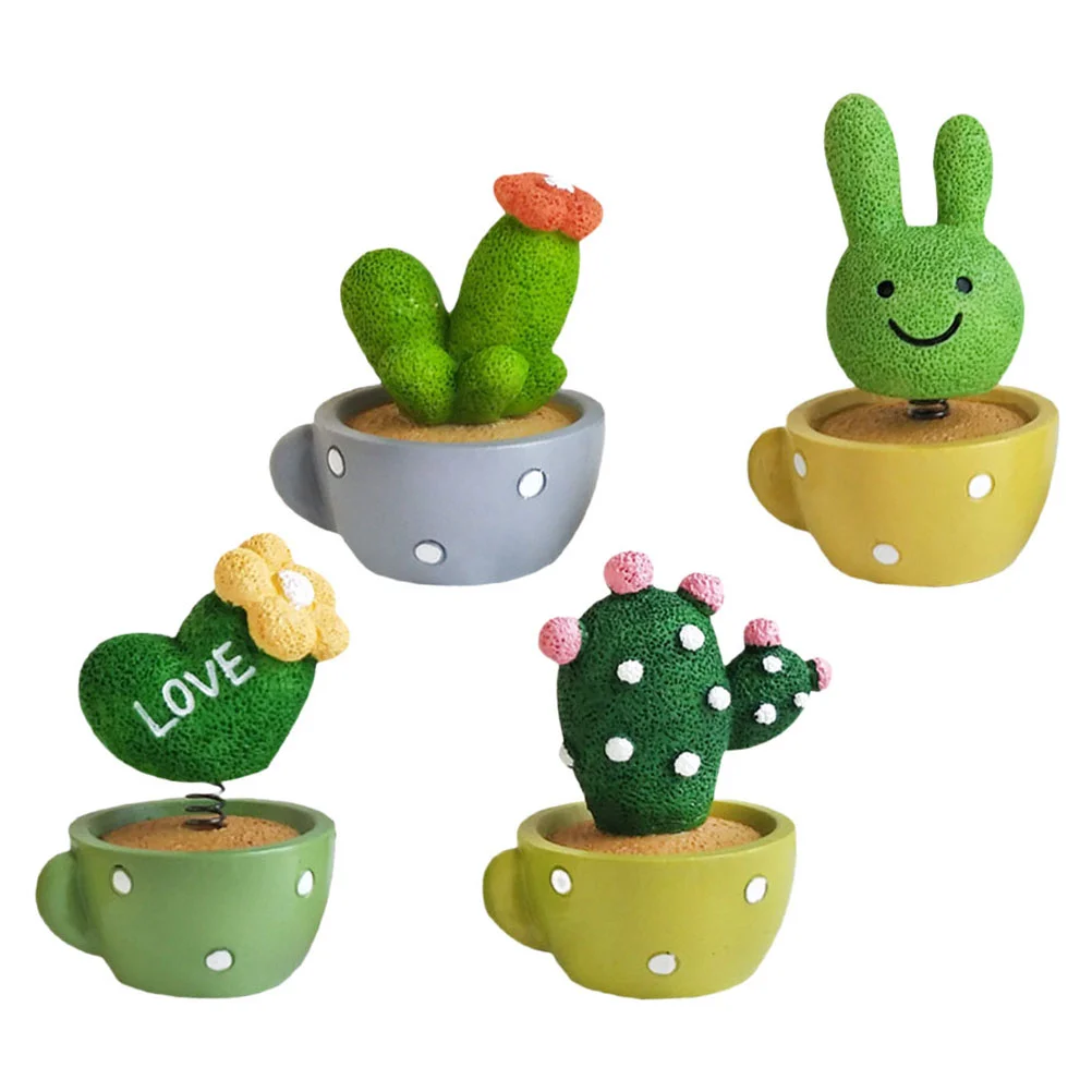

Head Shaking Car Ornament Pottedresin Miniature Succulents Interior Mini Centerpieces Table Party Succulent Artificial Greenery