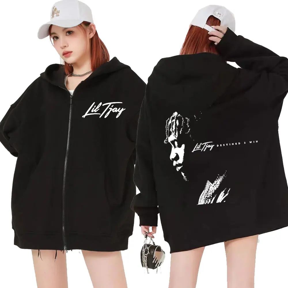 

Rapper Lil Tjay Destined 2 Win Music Album Zipper Hoodie Hip Hop Style Sweatshirt Men Women's Fashion Zip Up Hoodies Streetwear