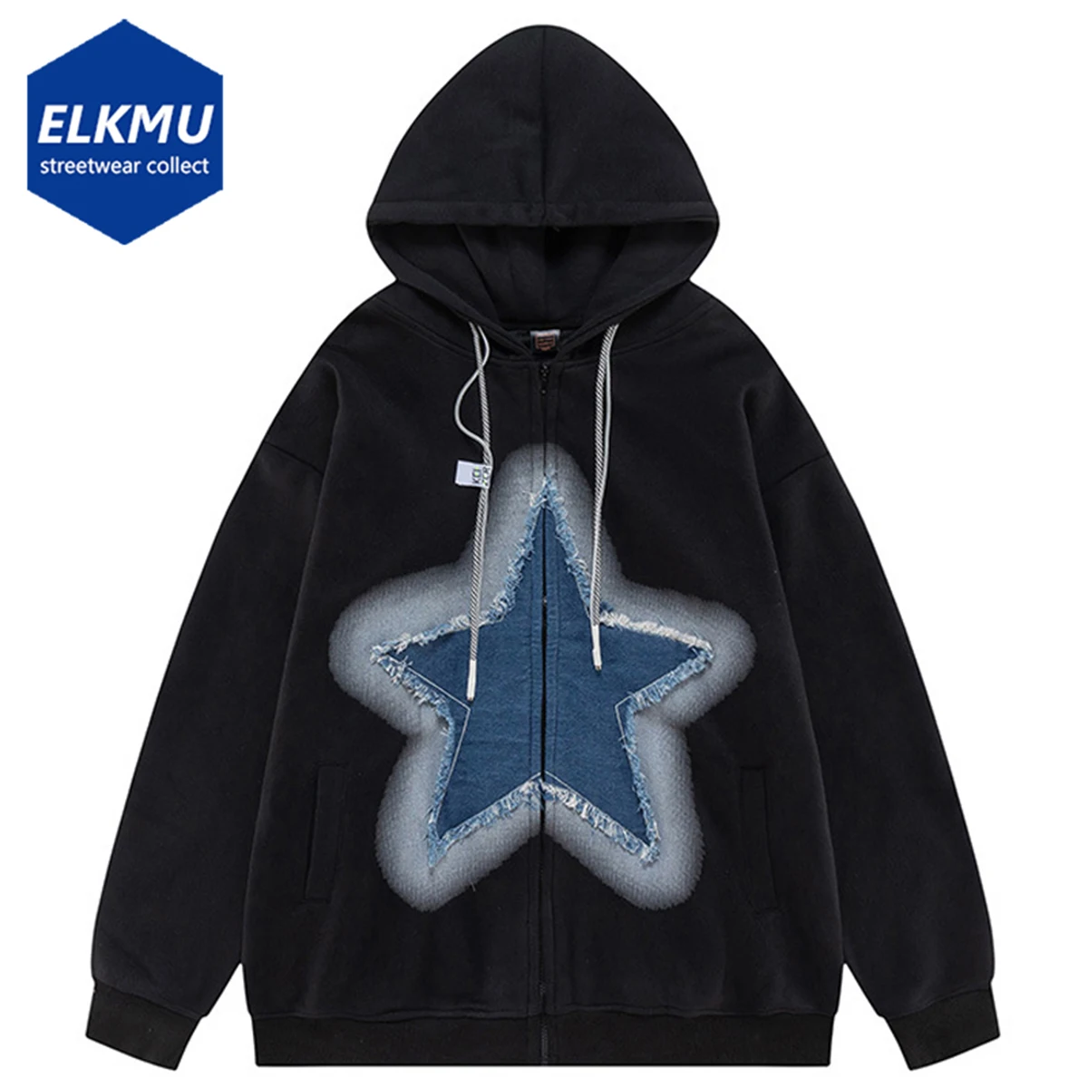 

Джинсовый свитшот с капюшоном, в стиле Харадзюку