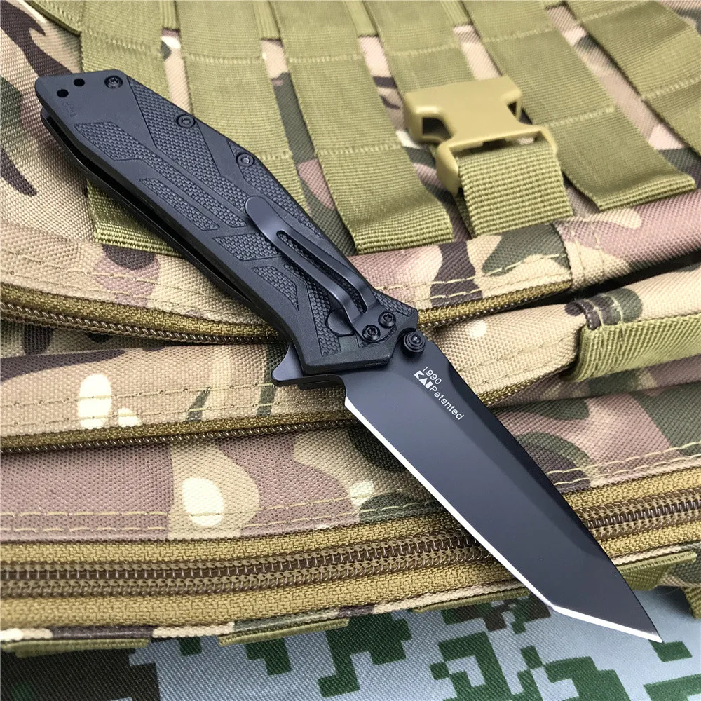 

Quality KERSHAW 1990 Black Outdoor Folding Knife Portable Pocket Clip Camping Hunting Knife Kitchen Paring Tools with Gift Box