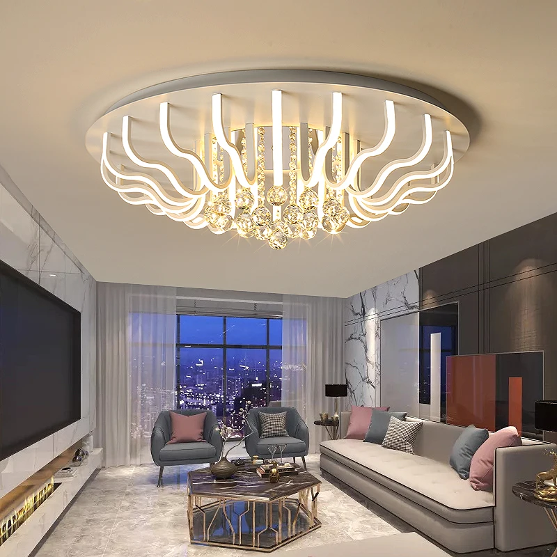 

LED luxury crystal chandelier lobby hotel villa duplex ceiling lamps
