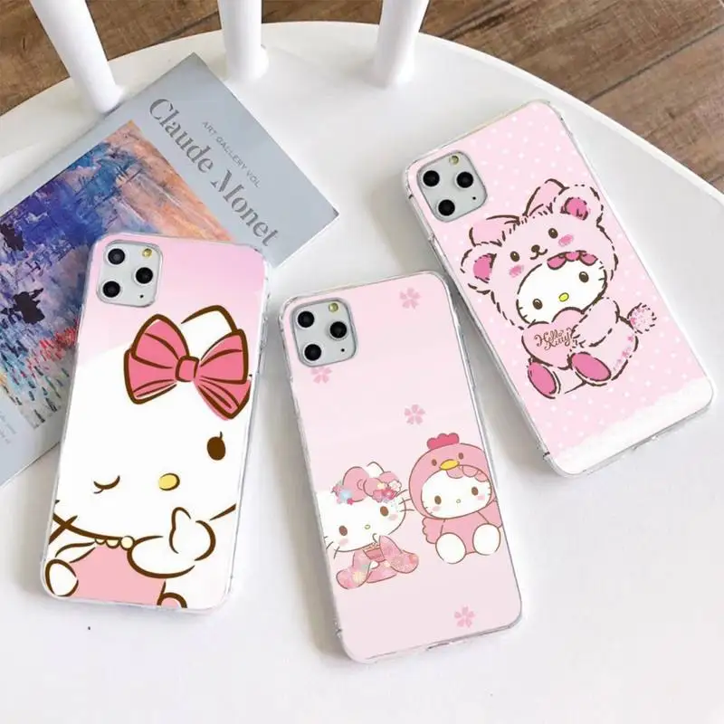 

Hello Kitty Cute Cartoon Phone Case For iphone 14 Plus 13 12 Mini 11 Pro Max XS X XR Soft Transparent Cover