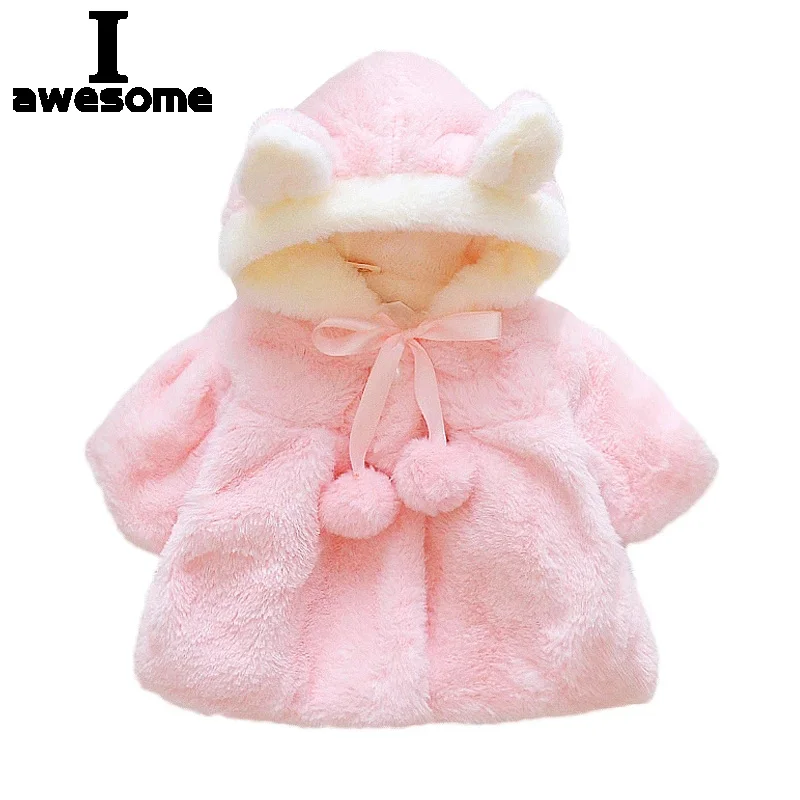 

Baby Girl Clothes Cute Rabbit Ears Plush Princess Girls Coat Autumn Winter Warm Hooded Infants Jacket Children Christmas Outwear