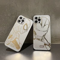off marvel spider man iron man phone case for iphone 11 12 13 pro max x xs xr 7 8 plus white shockproof soft protector cover