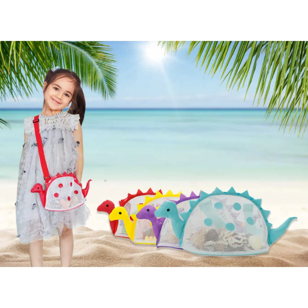 

Dinosaur Children's Beach Bag Beach Mesh Shell Bag with Adjustable Strap Beach Water Playing Sand Storage Net Sand Box for Kids