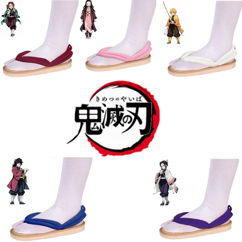 

Demon Slayer Anime Cosplay Shoes Kimetsu No Yaiba Kamado Tanjirou Clogs Sandals Kamado Nezuko Geta Kochou Shinobu Flip Flops