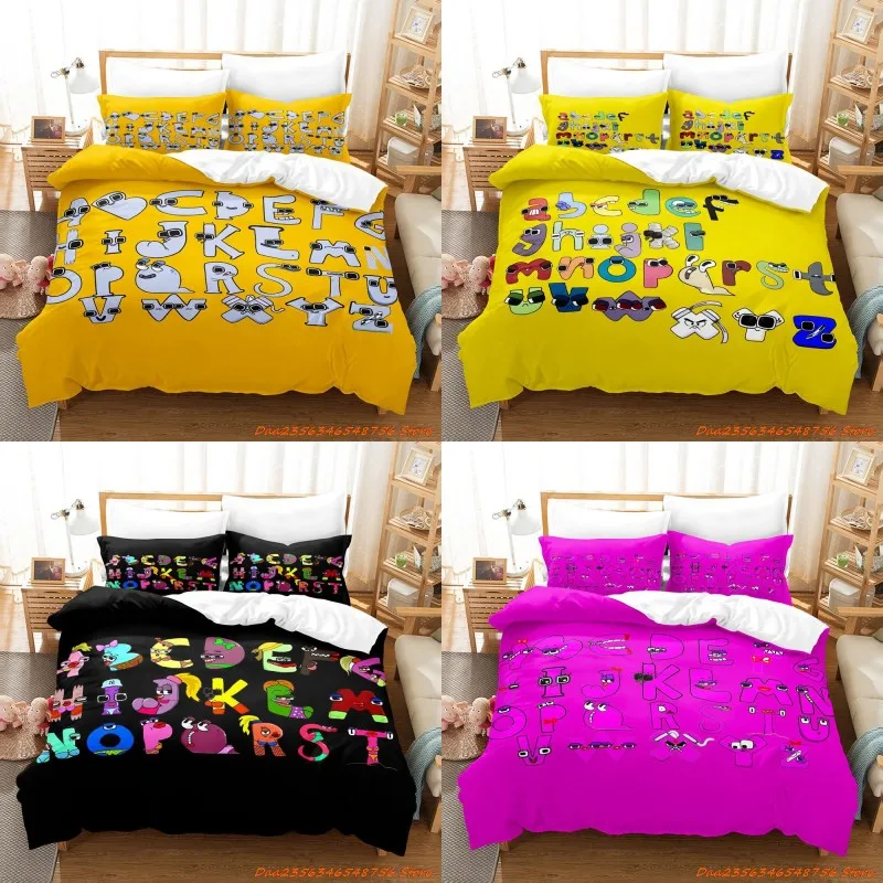 

Alphabet Lore Print Polyester Bedding Sets Child Kids Covers Boys Bed Linen Set for Teens king size bedding set
