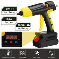 120w cordless hot melt glue gun 21v temperature display rechargeable home diy repair tool with 3000mah lithium battery