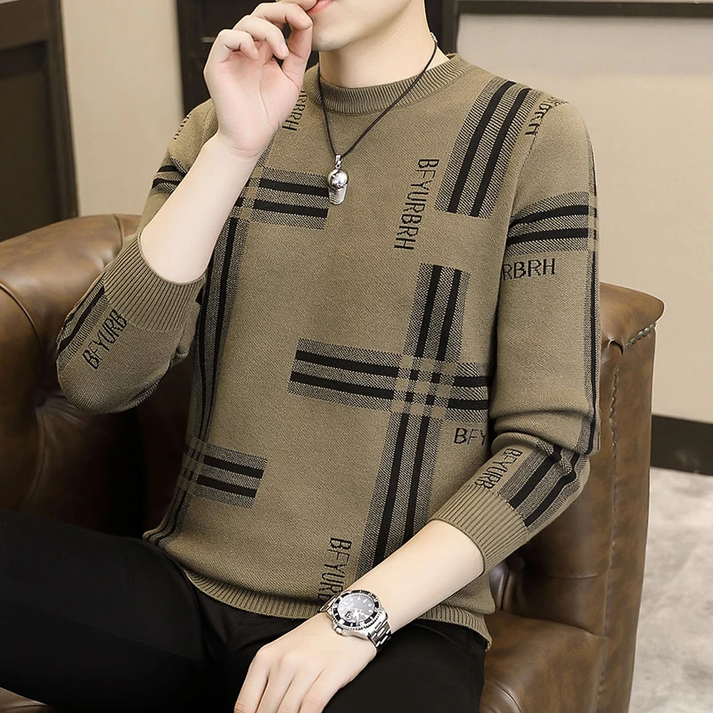 CUMUKKIYP Мужские пуловеры свитера мужская одежда в полоску с круглым вырезом и