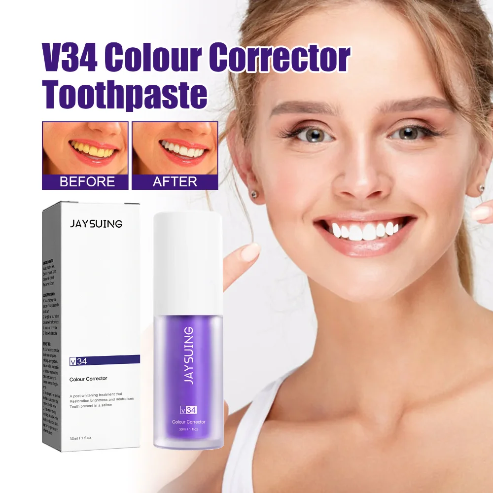 

V34 Colour Corrector Toothpaste Teeth Whitening Protect Tooth Enamel Intensive Stain Removal Improve Yellow Teeth