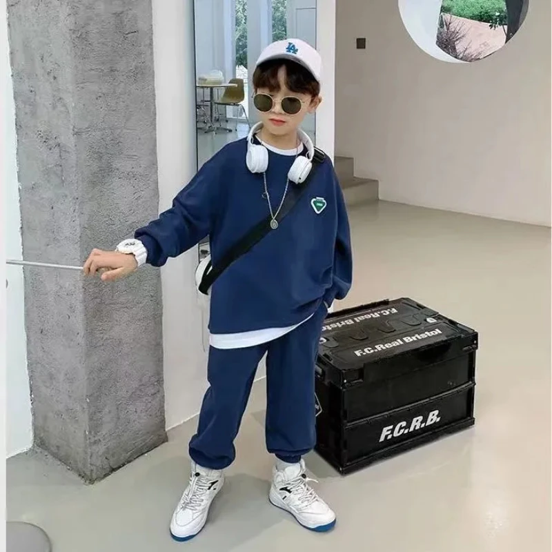 

Teen Spring Autumn Patchwork Baby Boys Sweatshirt + Elastic Sweatpant Sets Kids Tracksuit Child Jumper Pant Jogger Set 1-12 Yrs