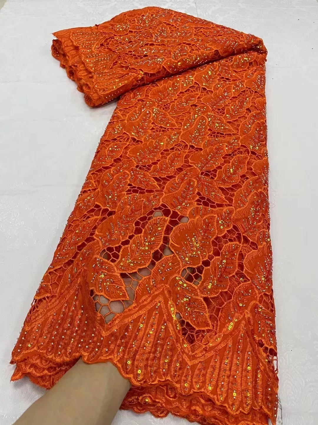 Нигерийская хлопковая кружевная ткань 2024 новейшая Африканская Хлопковая с